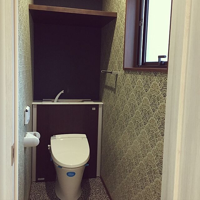 Bathroom,リクシル,藍色,深緑,トイレ,和モダン eringo921の部屋