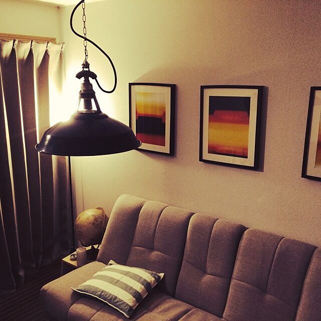 Lounge,アート作品,照明好き,ほうろう好き,賃貸,男部屋,ひとり暮し,賃貸でも楽しく♪ ari6196の部屋