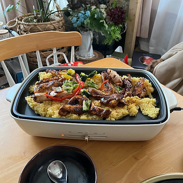 My Desk,温めるだけ,手抜きお昼,お買い物,お昼ご飯,パエリア,BRUNO,ホットプレート,BRUNOホットプレート,ピッタリサイズ,BRUNOホットプレートグランデサイズ,あたたかい料理,焼くだけ(*´艸`),大魔王は新年会 chi_gogaの部屋