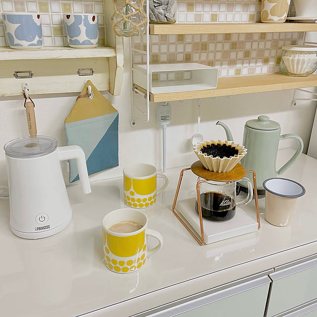ホットミルク,カフェオレ,ドリップコーヒー,マグカップ,スンヌンタイ,ナチュラルインテリア,カフェ風インテリア,北欧ナチュラル,RoomClipショッピング,おうち見直しキャンペーン,ミルクフォーマー,ミルクフローサー,コーヒーのある暮らし,お家カフェ,おうちカフェ,Kitchen,スリムポット,アラジン,マリメッコ,月兎印,ラテマグ,ORIGAMI,origamiドリッパー miyuの部屋