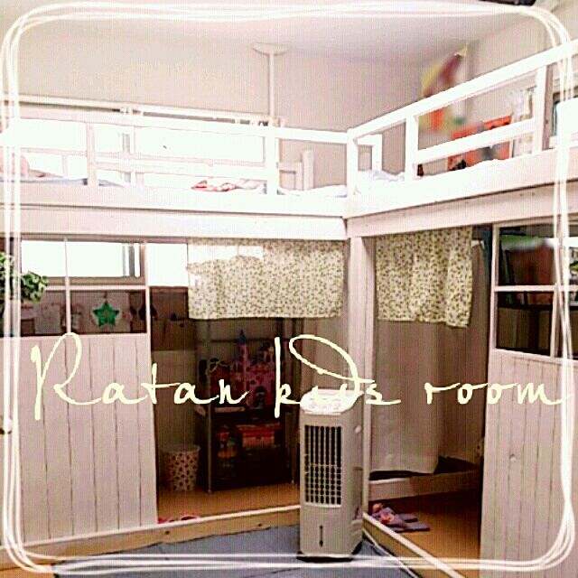 Overview,DIY,ロフトベッド,手作り,フェイクグリーン,窓枠風,ブログしてます♡,作り方はブログに載せてます☆,子ども部屋 Ratanの部屋
