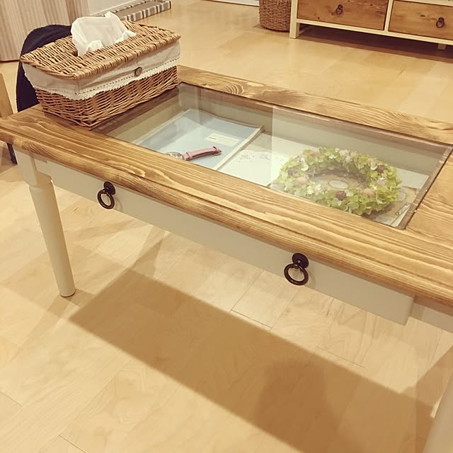 My Desk,ティッシュケース,ウッドワン,テーブル,リース,mam,フレンチカントリー,ナチュラルカントリー pomuriの部屋