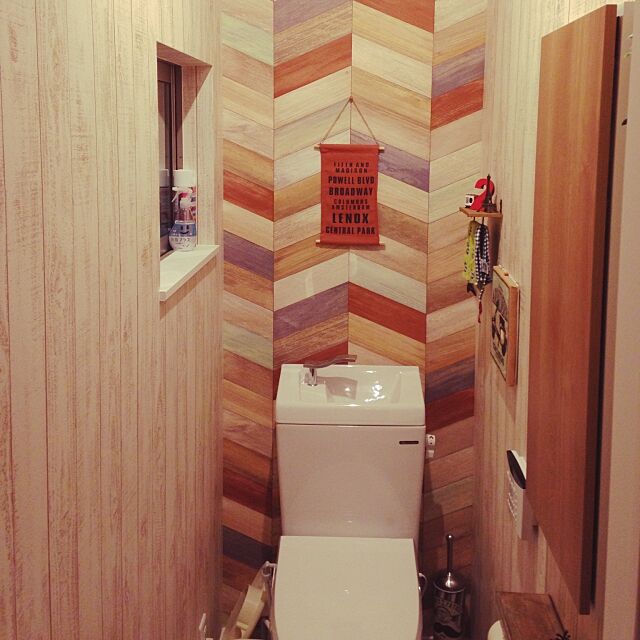 Bathroom,壁紙,トイレ,トイレットペーパー,カフェ風,新築,フェイクグリーン Kanakoの部屋
