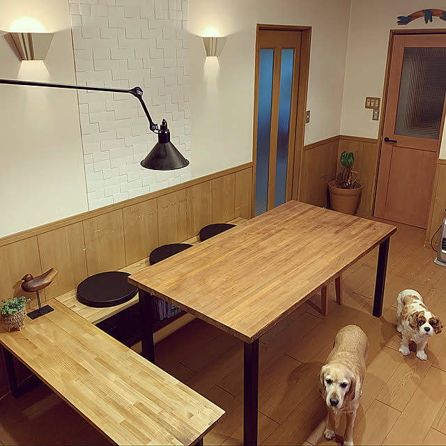 ダイニングベンチ2つ,ダイニングソファーセット,ダイニングベンチ,ダイニングベンチDIY,ダイニングセットDIY,ダイニングテーブル＆チェア,インダストリアル,インダストリアル風,DIYおばちゃん,Lounge taeoの部屋
