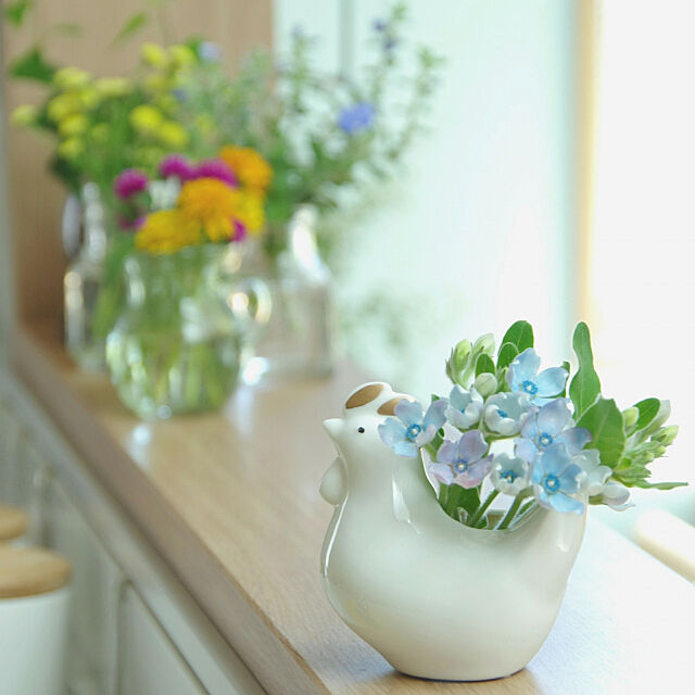 My Shelf,買ったもの,花器,フラワーベース,ニワトリさん,陶器,花のある暮らし Shooowkoの部屋