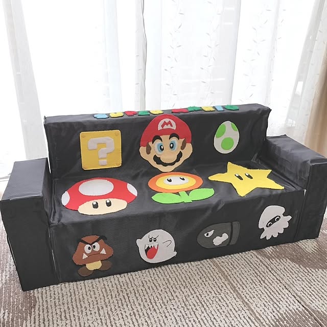 Lounge,ハンドメイド,手作り,牛乳パックソファ,マリオ,フェルト,手芸,刺繍,100均 urikoの部屋