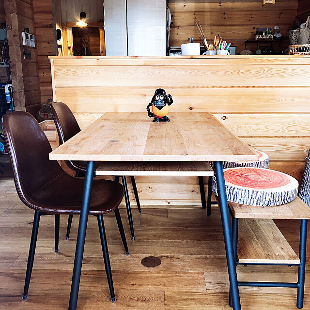 ダイニングテーブル,薪ストーブのある暮らし,ログハウス,子どものいる暮らし,My Desk blue__114の部屋