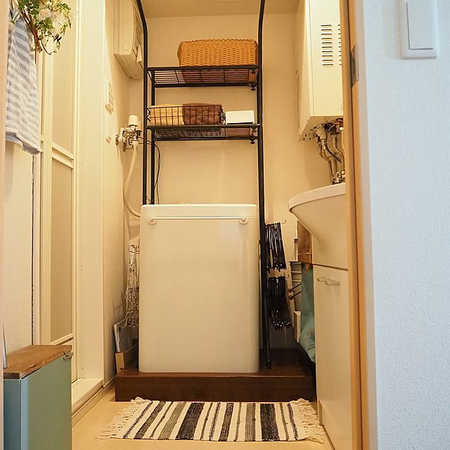Bathroom,賃貸インテリア,リメイクシート木目調,リメイクシート,プラダン,プラダンDIY,洗濯機周り,洗濯機パンカバー,洗濯機ラック toukoの部屋