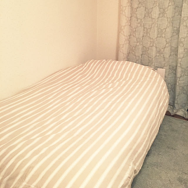 Bedroom,ナチュラル,ストライプ,無印良品,寝室,中古住宅,布団カバー,私の部屋 m-ktry.0530mikaの部屋