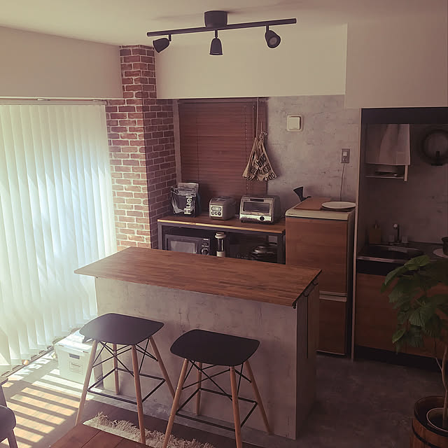 カフェ風,男前,コンクリート打ちっ放し,ブルックリン,ブルックリンスタイル,コンクリート風壁紙,ブルックリン風,はがせる壁紙,DIY,一人暮らし,Kitchen Takanoの部屋