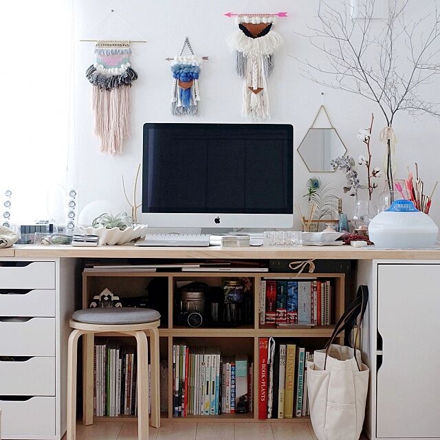 My Desk,weaving,イケア,IKEA,こどもと暮らす。,はいはい対策,こどもがいても諦めない,BOHO,Boho Style,パルプボードボックス,無印良品,模様替え Katsuraの部屋