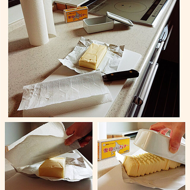 Kitchen,キッチン,バターケース,バターカッター無し,キッチンペーパー,バターを切る,バターカット Mie-koの部屋
