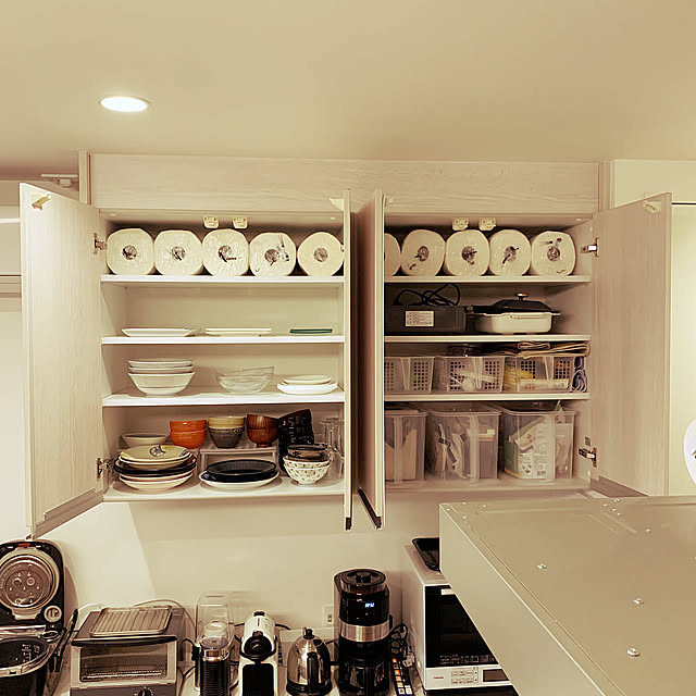 ホットプレート収納,吊り戸棚収納,シンプル,100均,Kitchen shiranuiの部屋