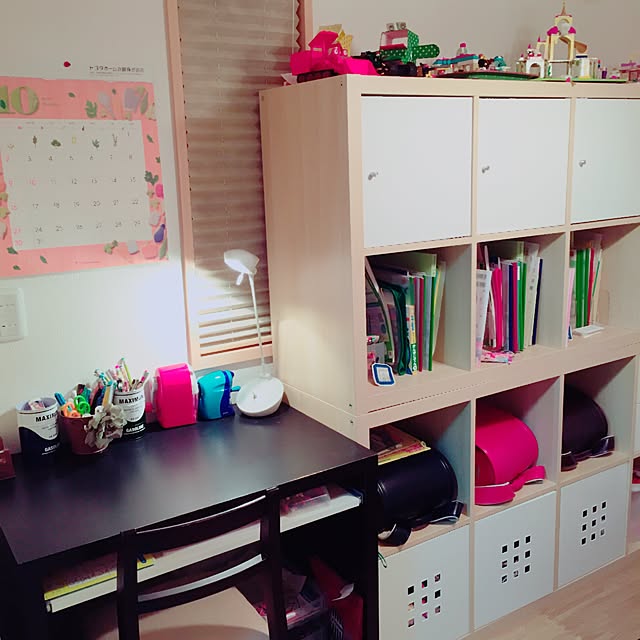 My Desk,勉強スペース,勉強机,IKEA,KALLAX,リビング学習,リビング横の和室,100均,3兄妹,ランドセルラック,収納棚,大容量 rikonaの部屋