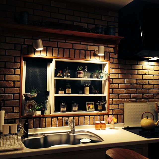 Kitchen,リンゴジャム,デイジー,シンク周り,キッチンの照明,カウンターからの眺め sakuの部屋