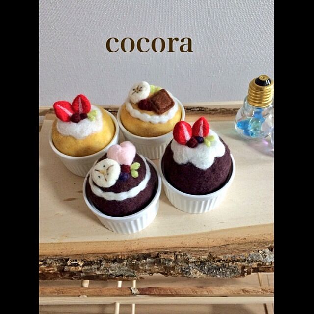 羊毛フェルト,カップケーキ,ピンクッション jun_cocoraの部屋