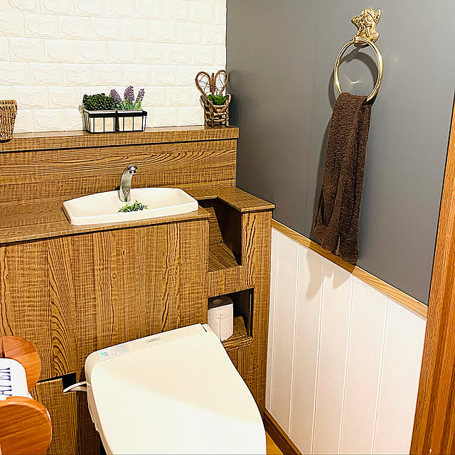 ハンドメイド,DIY,フェイクグリーン,ダイソー,100均,Bathroom,タンクレストイレ mayukiの部屋