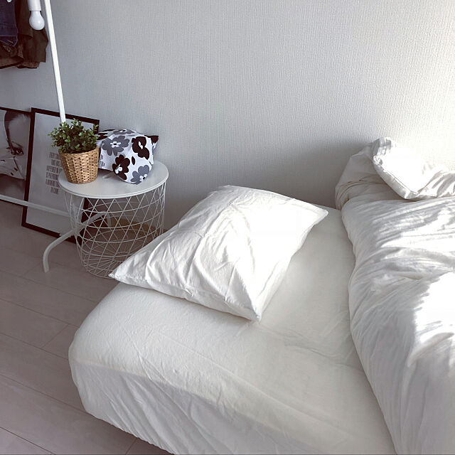 Bedroom,無印良品,IKEA,100均,一人暮らし,ニトリ,ホワイトインテリア,賃貸アパート,フェイクグリーン mtmの部屋