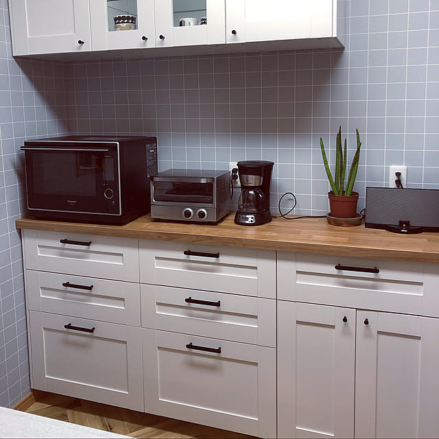 タイル調クロス,キッチン背面収納,イケア,メトード,IKEAキッチン,IKEA,ヘリンボーン,リフォーム,Kitchen umeroomの部屋