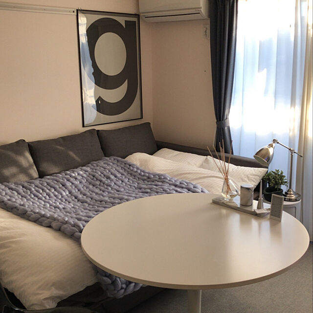 Bedroom,IKEA,モノトーン,フェイクグリーン,一人暮らし,ソファ ixumiの部屋