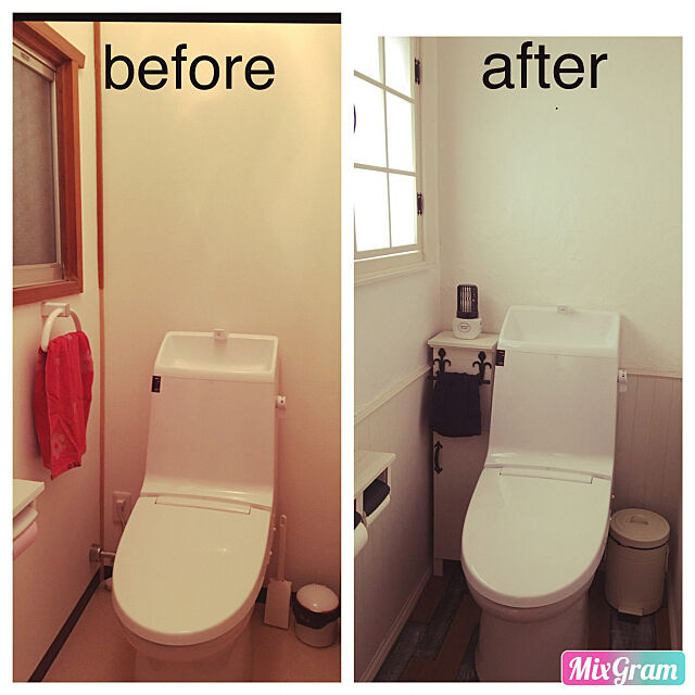 Bathroom,漆喰壁,トイレリメイク,築39年,DIY,内窓DIY,板壁DIY rukaの部屋