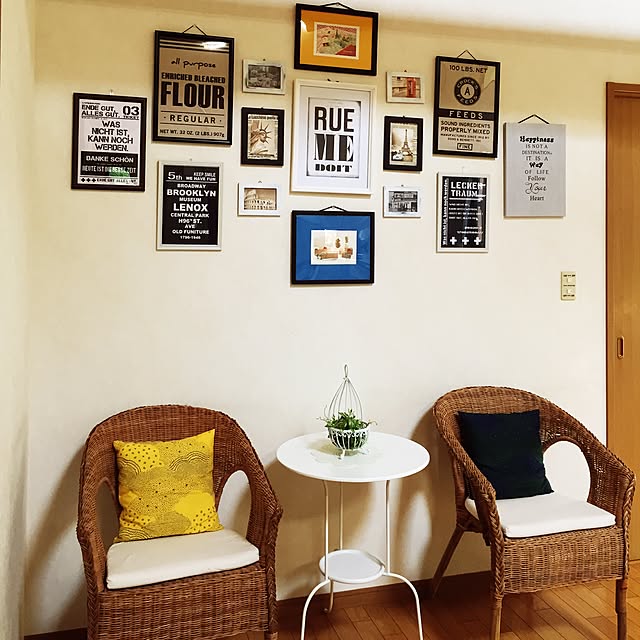 Lounge,セカンドハウス,額,フェイクグリーン,IKEA,籐の椅子,サインボード,ハンドメイド,雑貨,100均 nico25の部屋