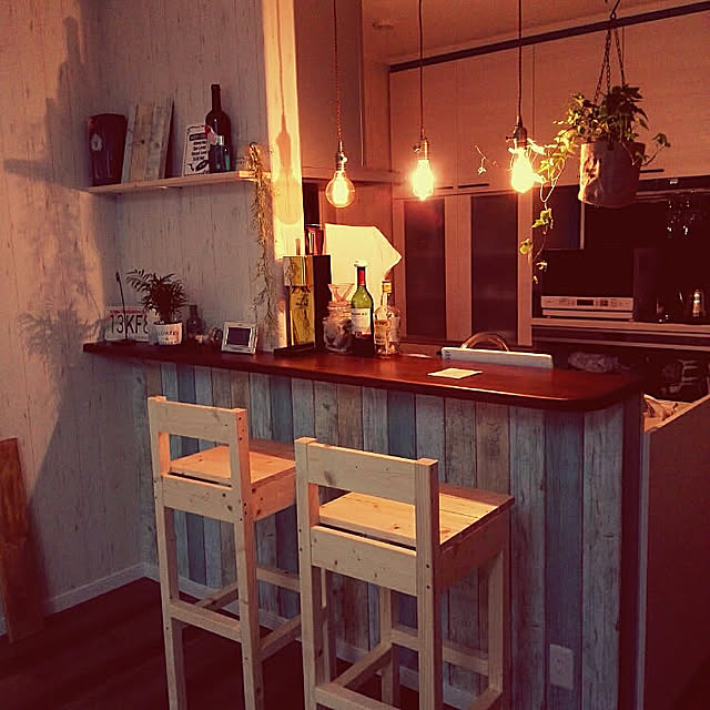 Lounge,西海岸インテリア,カウンターキッチン Mioの部屋