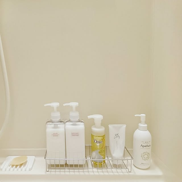 Bathroom,無印良品,シンプル,一人暮らし,ボトルラック,PET詰替ボトル,収納,北欧 on_100kの部屋
