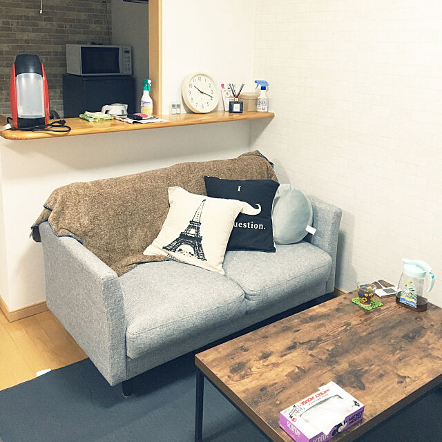Lounge,一人暮らし,ニトリ,掛時計,ソファ asuの部屋