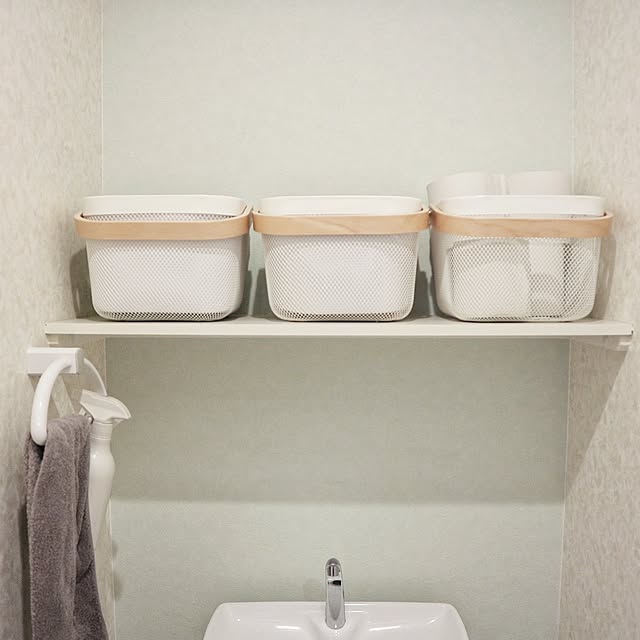 Bathroom,IKEA,持たない暮らし,掛ける収納,防災対策,賃貸インテリア,コマンドフック,シンプリスト,カビ対策,シンプルな暮らし,余白のある暮らし,ミニマムに暮らしたい,家事時短,浮かせる収納,清潔を保つ,夏の暮らし準備2023,トイレ収納 aya_blueの部屋