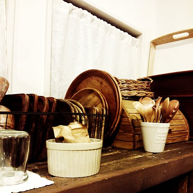 Kitchen,DIY,すのこ棚DIY,木のお皿集め隊,3Coins,ニトリ,麻布ｶｰﾃﾝ,せりあ♡ ookiniの部屋