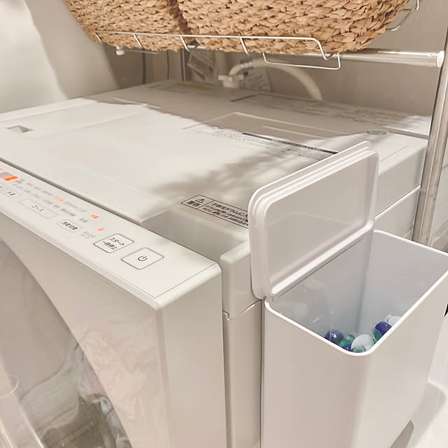 ジェルボール収納,Panasonic洗濯機,RoomClipショッピング,ウェルカムクーポン,ナチュラル,北欧,洗剤収納,tower マグネットストレージボックス,ニトリ,モダン,Bathroom erの部屋