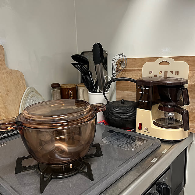 Kitchen,キッチン道具,無印良品,一人暮らし,北欧,100均,ダイソー,アンティーク,レトロ,モコズキッチンまな板,コーヒーメーカー,土鍋ごはん,鉄瓶のある暮らし,VISION nnfwanicoの部屋