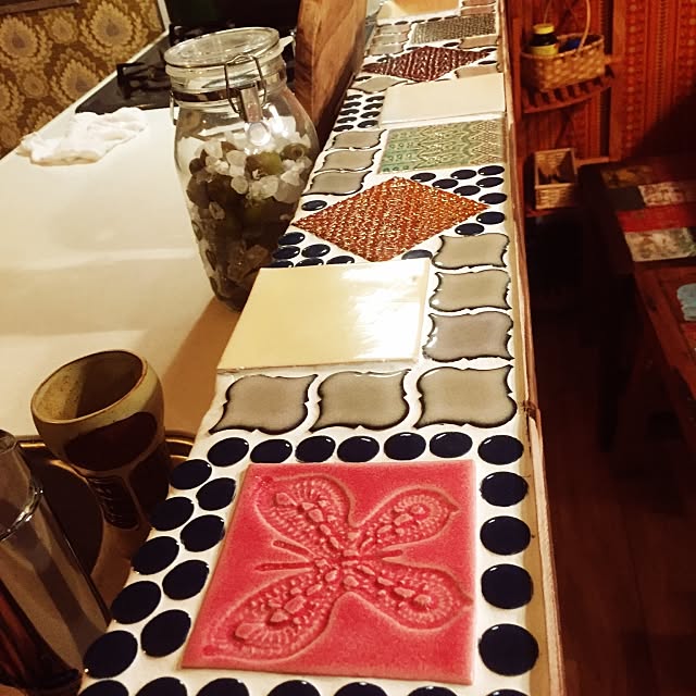 Kitchen,カウンターにタイルを貼ってみました,タイルのキッチン,DIY Tomokoの部屋