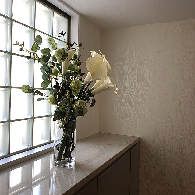 ガラスブロック,ニトリ造花,モダン,Entrance landlord_Yukaの部屋