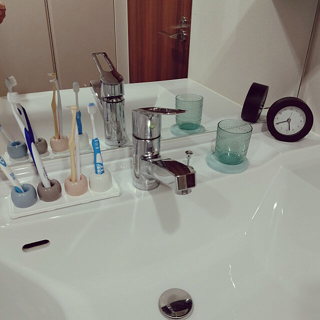 Bathroom,ニトリ,洗面台周り,珪藻土トレー,歯ブラシ立て,洗面所インテリア erimameの部屋