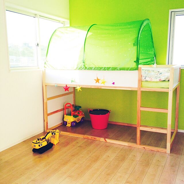 ベッドテント,KURA,リバーシブルベッド,子供部屋,Bedroom,西日がまぶしい,IKEA U-tanの部屋