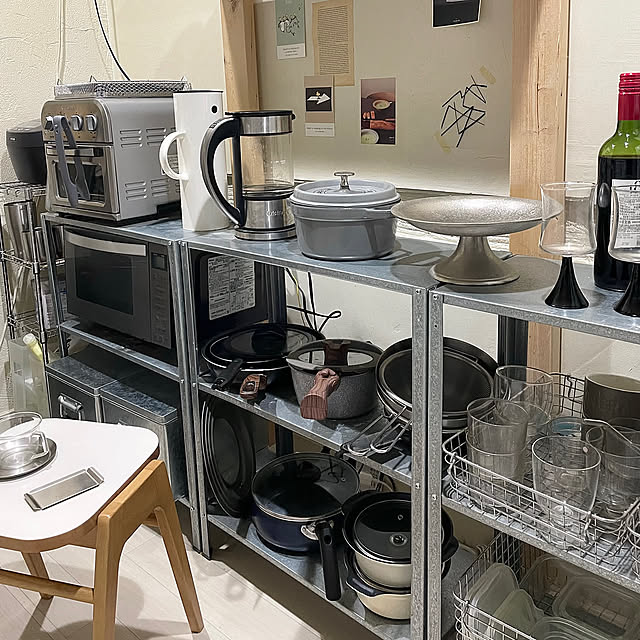 Kitchen,無機質,無機質インテリア,オープン棚,オープンラック,オープン収納,キッチン収納,IKEA,賃貸,賃貸マンション nuunao2019の部屋