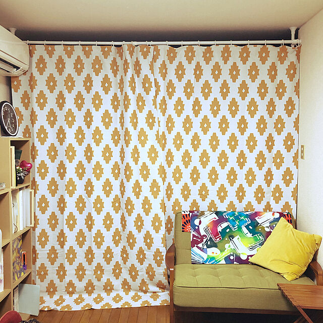 間仕切りカーテン,暖房効果アップ,つっぱりカーテンレール,IKEA,北欧,Lounge Ayanoの部屋
