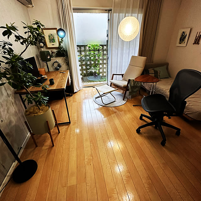 お部屋を広く見せる工夫,8畳,8畳1K,1K,ひとり暮らし,賃貸インテリア,観葉植物,ワンルーム,Overview umai-bの部屋