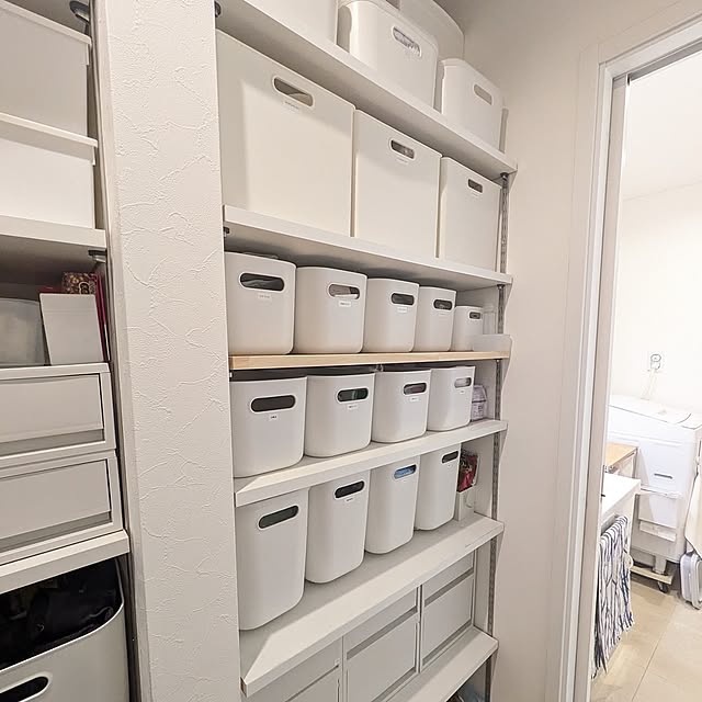 My Shelf,片付けやすい工夫,パントリー,パントリー収納,洗面パントリー,洗面収納,白い収納,白い収納ボックス,無印,無印良品,無印良品収納ケース,ニトリ,ニトリ収納ボックス,ホワイト,シンプル,シンプルインテリア __home_m.の部屋