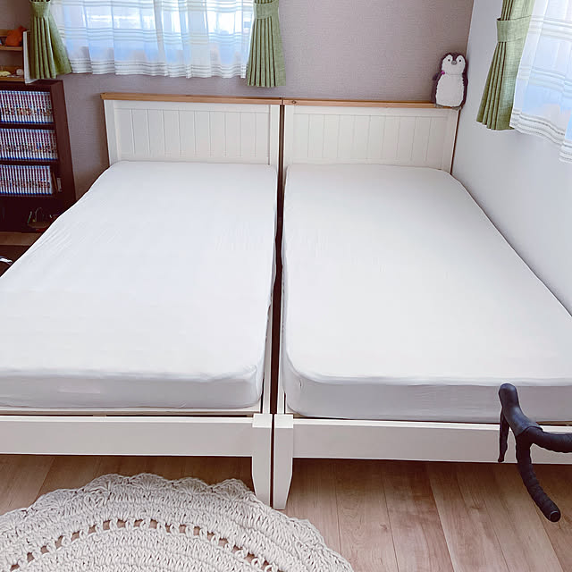 ベッドシーツ,主寝室,nora.,ナチュラル,ベッド,アクセントクロス,ナチュラルインテリア,マットレス,Bedroom pomupomuの部屋