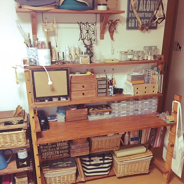 My Desk,作業台DIＹ,作業台,アンティーク,DIY,セリア,ハンドメイド,100均,ニトリ,ナチュラル,男前,IKEA TIEの部屋