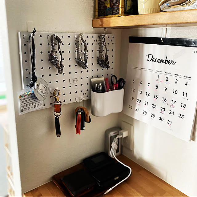 パンチングボード,ダイソー,財布/鍵置き場,ねこのいる日常,ねこのいる暮らし,My Desk Komekoの部屋