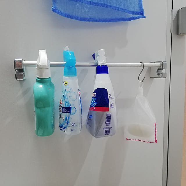 Bathroom,吊り下げ収納,無印良品,泡立てネット,お風呂収納,石鹸置き,石鹸入れ,石鹸ネット,うたまろクリーナー,バスタブクレンジング,タオルバー2つ,体は石鹸で洗う派 lomane124の部屋