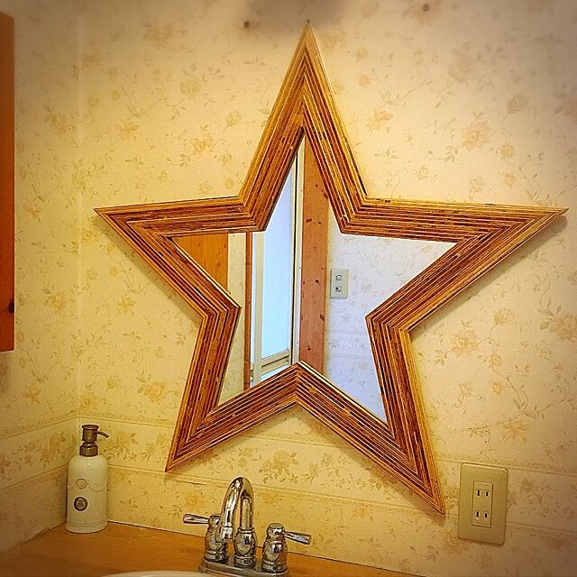Bathroom,星型ミラー,ハンドメイド,カフェ風,男前 kuroda-g.sの部屋
