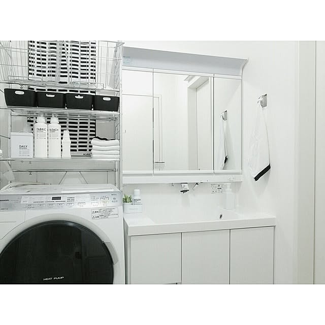 Bathroom,洗面所,SIENA,artek,mon・o・tone,セリア,100均,ダイソー,モノトーン,白黒,A.Y.A.M.E. 検索用,がんばっぺ福島！,Dinos,ディノス Ucoの部屋