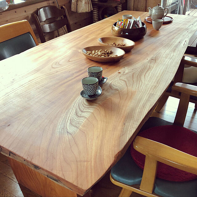 ダイニングテーブル,けやき一枚板,ナチュラル,DIY,My Desk meguuuumiの部屋