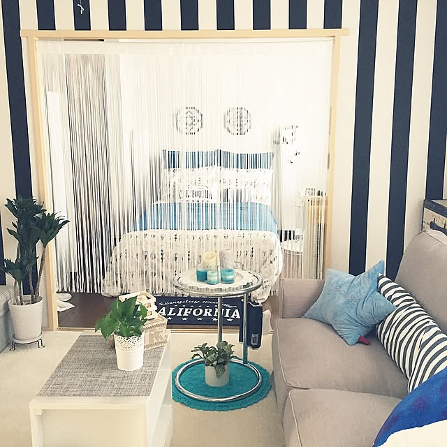 Lounge,キャンドル,IKEA,カリフォルニアが大好き,一人暮らし,賃貸マンション,Francfranc,ホテルライク,観葉植物,ヒモカーテン,マスキングテープ sweetieの部屋