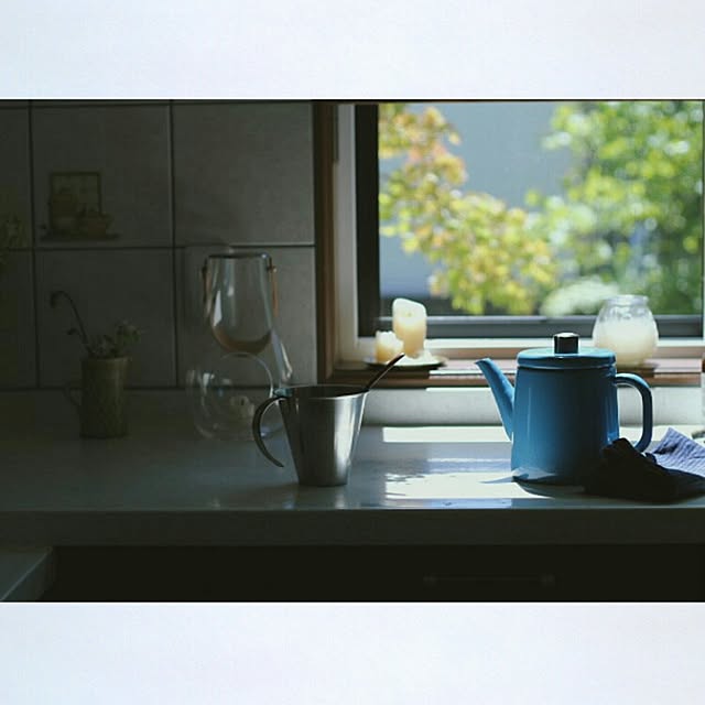 Kitchen,暮らし,fog linen work,お茶の時間,窓,無造作,HOLMEGAARD,キャンドル,野田琺瑯,日常の風景,北欧,庭 kurumin5の部屋